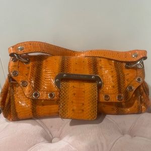 Designer orange snakeskin dolce and gabbana handbag